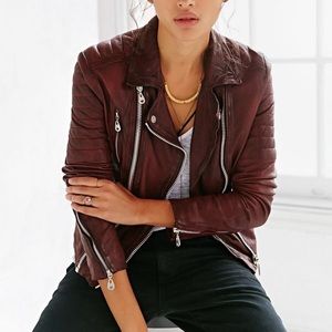 Doma Oxblood Quilted Leather Jacket